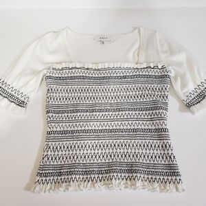Milly Black and White Stitching Shirt Sleeve Top Small